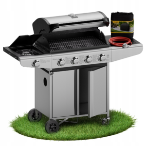 GRILL GAZOWY OGRODOWY ŻELIWNY RUSZT NIERDZEWNY 16kW Relish V1 4+1 POKROWIEC
