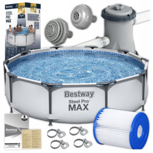 BASEN STELAŻOWY OGRODOWY BESTWAY Z POMPA FILTR 305X76 STEEL PRO MAX ZESTAW