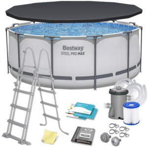 BASEN STELAŻOWY OGRODOWY OKRĄGŁY RODZINNY 366x122cm BESTWAY ZESTAW 11w1