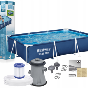 Bestway 56411 Basen Stelażowy Ogrodowy 300x201x66cm Pompa